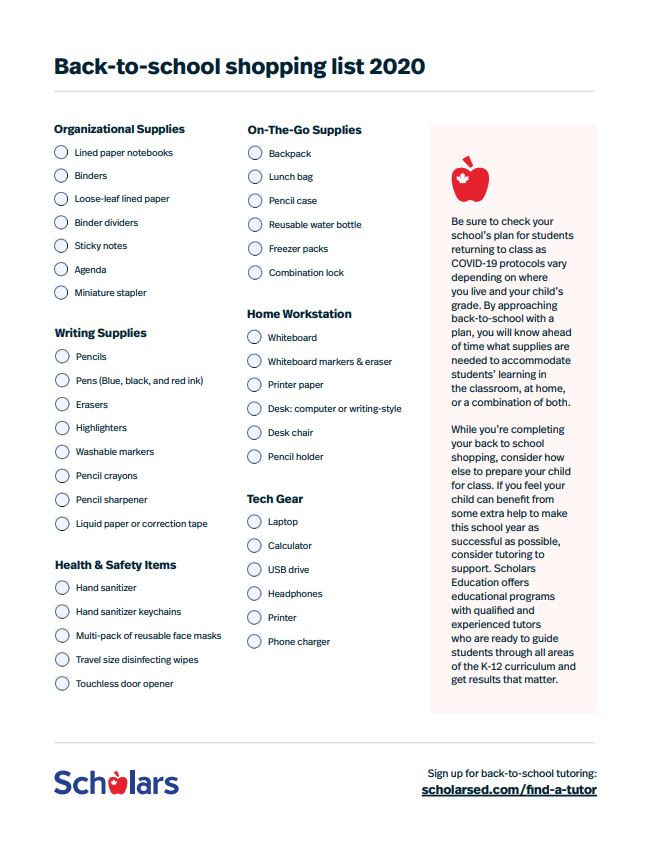 Back-to-school checklist. Click to download your copy.
